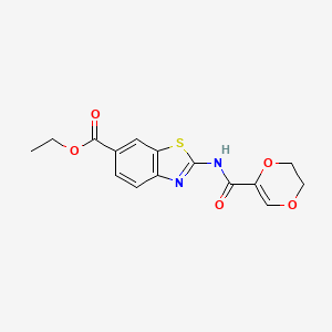 molecular formula C15H14N2O5S B2435739 Ethyl 2-(5,6-dihydro-1,4-dioxine-2-carboxamido)benzo[d]thiazole-6-carboxylate CAS No. 864860-70-8