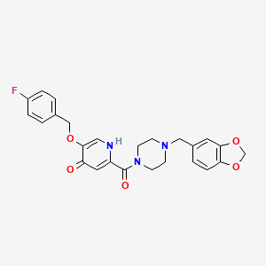molecular formula C25H24FN3O5 B2435740 2-(4-(benzo[d][1,3]dioxol-5-ylmethyl)piperazine-1-carbonyl)-5-((4-fluorobenzyl)oxy)pyridin-4(1H)-one CAS No. 1021261-70-0