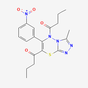 molecular formula C19H21N5O4S B2435744 1-[5-butyryl-3-methyl-6-(3-nitrophenyl)-5H-[1,2,4]triazolo[3,4-b][1,3,4]thiadiazin-7-yl]butan-1-one CAS No. 903358-95-2