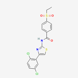 molecular formula C18H14Cl2N2O3S2 B2435748 N-(4-(2,5-dichlorophenyl)thiazol-2-yl)-4-(ethylsulfonyl)benzamide CAS No. 941891-36-7