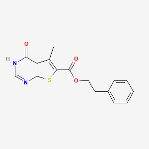 molecular formula C16H14N2O3S B2435753 Phenethyl 5-methyl-4-oxo-3,4-dihydrothieno[2,3-d]pyrimidine-6-carboxylate CAS No. 685861-64-7