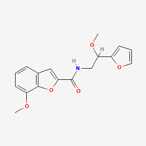 molecular formula C17H17NO5 B2435766 N-(2-(呋喃-2-基)-2-甲氧基乙基)-7-甲氧基苯并呋喃-2-甲酰胺 CAS No. 1788559-51-2