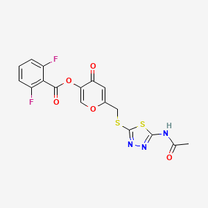 molecular formula C17H11F2N3O5S2 B2435772 6-(((5-acetamido-1,3,4-thiadiazol-2-yl)thio)methyl)-4-oxo-4H-pyran-3-yl 2,6-difluorobenzoate CAS No. 896015-71-7