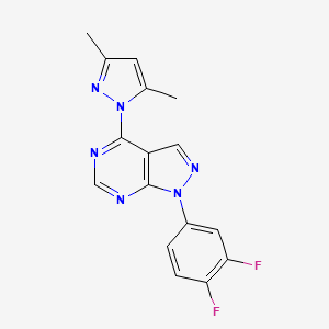 molecular formula C16H12F2N6 B2435776 1-(3,4-difluorophenyl)-4-(3,5-dimethyl-1H-pyrazol-1-yl)-1H-pyrazolo[3,4-d]pyrimidine CAS No. 956617-41-7