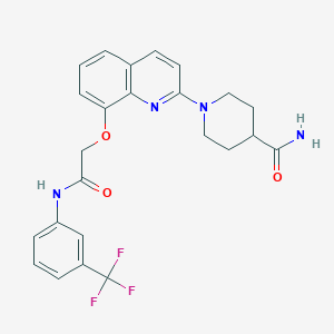 molecular formula C24H23F3N4O3 B2435781 1-(8-(2-Oxo-2-((3-(trifluoromethyl)phenyl)amino)ethoxy)quinolin-2-yl)piperidine-4-carboxamide CAS No. 921860-39-1