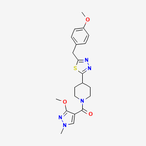 B2435783 (3-methoxy-1-methyl-1H-pyrazol-4-yl)(4-(5-(4-methoxybenzyl)-1,3,4-thiadiazol-2-yl)piperidin-1-yl)methanone CAS No. 1251624-01-7