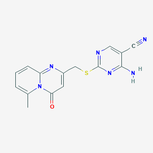 molecular formula C15H12N6OS B2435784 4-Amino-2-[(6-methyl-4-oxopyrido[1,2-a]pyrimidin-2-yl)methylsulfanyl]pyrimidine-5-carbonitrile CAS No. 440350-67-4