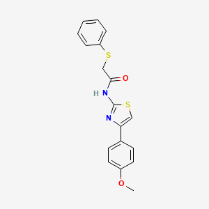 molecular formula C18H16N2O2S2 B2435791 N-(4-(4-甲氧基苯基)噻唑-2-基)-2-(苯硫基)乙酰胺 CAS No. 898438-73-8