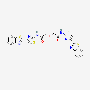 molecular formula C24H16N6O3S4 B2435795 N-[4-(1,3-苯并噻唑-2-基)-1,3-噻唑-2-基]-2-[2-[[4-(1,3-苯并噻唑-2-基)-1,3-噻唑-2-基]氨基]-2-氧代乙氧基]乙酰胺 CAS No. 396725-02-3