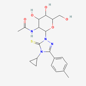 molecular formula C20H26N4O5S B2435797 2-[2-(乙酰氨基)-2-脱氧己吡喃糖基]-4-环丙基-5-(4-甲苯基)-2,4-二氢-3H-1,2,4-三唑-3-硫酮 CAS No. 1191421-00-7