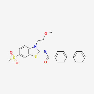 molecular formula C24H22N2O4S2 B2435805 (Z)-N-(3-(2-甲氧基乙基)-6-(甲磺酰基)苯并[d]噻唑-2(3H)-亚甲基)-[1,1'-联苯]-4-甲酰胺 CAS No. 864976-89-6