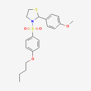 molecular formula C20H25NO4S2 B2435812 3-(4-丁氧基苯基)磺酰基-2-(4-甲氧基苯基)-1,3-噻唑烷 CAS No. 441740-71-2