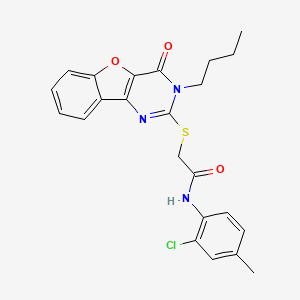 molecular formula C23H22ClN3O3S B2435834 2-[(3-butyl-4-oxo-3,4-dihydro[1]benzofuro[3,2-d]pyrimidin-2-yl)sulfanyl]-N-(2-chloro-4-methylphenyl)acetamide CAS No. 899941-20-9