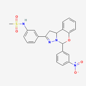 molecular formula C23H20N4O5S B2435839 N-{3-[7-(3-nitrophenyl)-8-oxa-5,6-diazatricyclo[7.4.0.0^{2,6}]trideca-1(9),4,10,12-tetraen-4-yl]phenyl}methanesulfonamide CAS No. 868155-25-3
