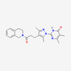 2-(4-(3-(3,4-dihydroisoquinolin-2(1H)-yl)-3-oxopropyl)-3,5-dimethyl-1H-pyrazol-1-yl)-5,6-dimethylpyrimidin-4(3H)-one
