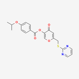 4-oxo-6-((pyrimidin-2-ylthio)methyl)-4H-pyran-3-yl 4-isopropoxybenzoate