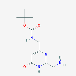 molecular formula C11H18N4O3 B2435868 叔丁基N-[{[2-(氨甲基)-6-羟基嘧啶-4-基]甲基}氨基甲酸酯 CAS No. 2031260-98-5