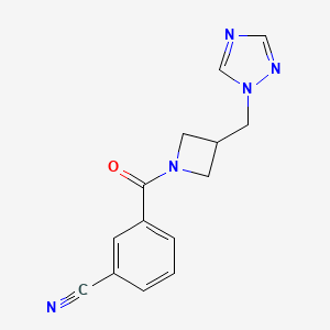 3-(3-((1H-1,2,4-triazol-1-yl)methyl)azetidine-1-carbonyl)benzonitrile