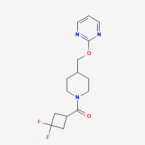 molecular formula C15H19F2N3O2 B2435872 (3,3-Difluorocyclobutyl)-[4-(pyrimidin-2-yloxymethyl)piperidin-1-yl]methanone CAS No. 2379995-40-9