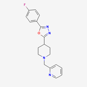 molecular formula C19H19FN4O B2435880 2-(4-Fluorophenyl)-5-(1-(pyridin-2-ylmethyl)piperidin-4-yl)-1,3,4-oxadiazole CAS No. 1351646-01-9
