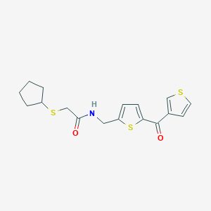 molecular formula C17H19NO2S3 B2435883 2-(cyclopentylthio)-N-((5-(thiophene-3-carbonyl)thiophen-2-yl)methyl)acetamide CAS No. 1796970-72-3