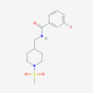 molecular formula C14H19FN2O3S B2435889 3-fluoro-N-((1-(methylsulfonyl)piperidin-4-yl)methyl)benzamide CAS No. 1234897-79-0
