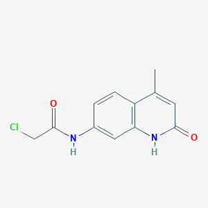 molecular formula C12H11ClN2O2 B024359 2-氯-N-(4-甲基-2-氧代-1,2-二氢喹啉-7-基)乙酰胺 CAS No. 183613-11-8