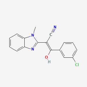 molecular formula C17H12ClN3O B2435911 (E)-3-(3-chlorophenyl)-2-(1-methyl-1H-benzo[d]imidazol-2(3H)-ylidene)-3-oxopropanenitrile CAS No. 476279-55-7