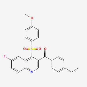 molecular formula C25H20FNO4S B2435915 (4-Ethylphenyl)(6-fluoro-4-((4-methoxyphenyl)sulfonyl)quinolin-3-yl)methanone CAS No. 866895-71-8