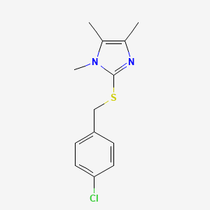 molecular formula C13H15ClN2S B2435918 4-chlorobenzyl 1,4,5-trimethyl-1H-imidazol-2-yl sulfide CAS No. 338965-83-6