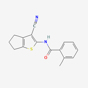 molecular formula C16H14N2OS B2435920 N-(3-cyano-5,6-dihydro-4H-cyclopenta[b]thiophen-2-yl)-2-methylbenzamide CAS No. 321967-72-0