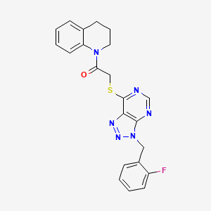 molecular formula C22H19FN6OS B2435921 1-(3,4-dihydroquinolin-1(2H)-yl)-2-((3-(2-fluorobenzyl)-3H-[1,2,3]triazolo[4,5-d]pyrimidin-7-yl)thio)ethanone CAS No. 863458-39-3