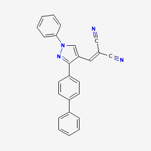 molecular formula C25H16N4 B2435925 2-[(3-[1,1'-biphenyl]-4-yl-1-phenyl-1H-pyrazol-4-yl)methylene]malononitrile CAS No. 475626-55-2