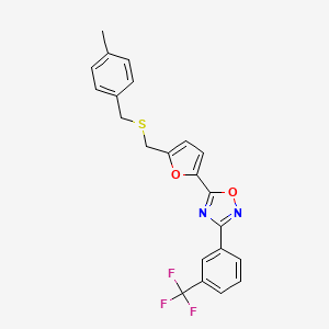 5-(5-(((4-Methylbenzyl)thio)methyl)furan-2-yl)-3-(3-(trifluoromethyl)phenyl)-1,2,4-oxadiazole