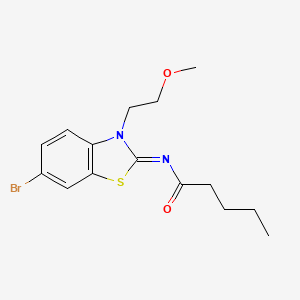 molecular formula C15H19BrN2O2S B2435934 N-[6-bromo-3-(2-methoxyethyl)-1,3-benzothiazol-2-ylidene]pentanamide CAS No. 864976-14-7