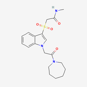 molecular formula C19H25N3O4S B2435936 2-((1-(2-(azepan-1-yl)-2-oxoethyl)-1H-indol-3-yl)sulfonyl)-N-methylacetamide CAS No. 878060-99-2