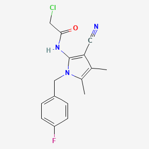 molecular formula C16H15ClFN3O B2435937 2-chloro-N-[3-cyano-1-(4-fluorobenzyl)-4,5-dimethyl-1H-pyrrol-2-yl]acetamide CAS No. 852400-31-8
