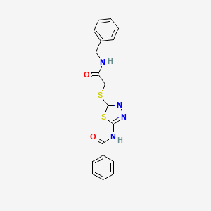 molecular formula C19H18N4O2S2 B2435959 N-[5-[2-(苄氨基)-2-氧代乙基]硫代-1,3,4-噻二唑-2-基]-4-甲基苯甲酰胺 CAS No. 604747-26-4
