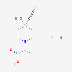 molecular formula C10H16ClNO3 B2435964 2-(4-Ethynyl-4-hydroxypiperidin-1-yl)propanoic acid hydrochloride CAS No. 2137539-77-4