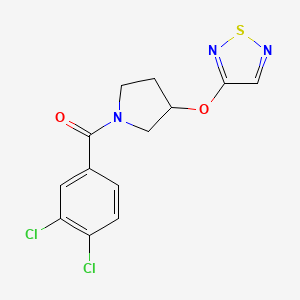 molecular formula C13H11Cl2N3O2S B2435967 3-{[1-(3,4-Dichlorobenzoyl)pyrrolidin-3-yl]oxy}-1,2,5-thiadiazole CAS No. 2097931-18-3
