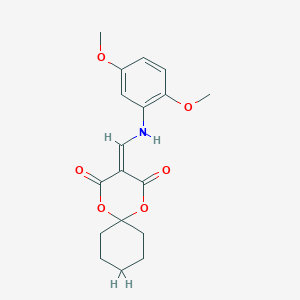molecular formula C18H21NO6 B2435986 3-(((2,5-Dimethoxyphenyl)amino)methylene)-1,5-dioxaspiro[5.5]undecane-2,4-dione CAS No. 384357-15-7