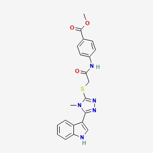 molecular formula C21H19N5O3S B2435996 methyl 4-(2-((5-(1H-indol-3-yl)-4-methyl-4H-1,2,4-triazol-3-yl)thio)acetamido)benzoate CAS No. 852143-07-8