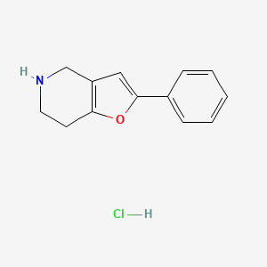 molecular formula C13H14ClNO B2436014 盐酸 2-苯基-4H,5H,6H,7H-呋喃[3,2-c]吡啶 CAS No. 1909310-10-6