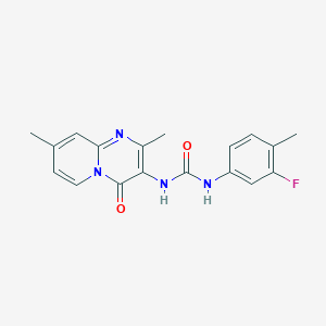 molecular formula C18H17FN4O2 B2436019 1-(2,8-dimethyl-4-oxo-4H-pyrido[1,2-a]pyrimidin-3-yl)-3-(3-fluoro-4-methylphenyl)urea CAS No. 1060309-08-1