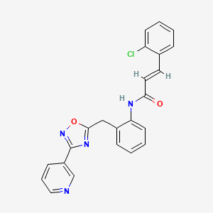 molecular formula C23H17ClN4O2 B2436038 (E)-3-(2-chlorophenyl)-N-(2-((3-(pyridin-3-yl)-1,2,4-oxadiazol-5-yl)methyl)phenyl)acrylamide CAS No. 1706501-48-5
