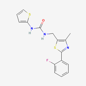 molecular formula C16H14FN3OS2 B2436039 1-((2-(2-Fluorophenyl)-4-methylthiazol-5-yl)methyl)-3-(thiophen-2-yl)urea CAS No. 1421527-06-1