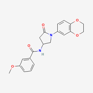 molecular formula C20H20N2O5 B2436045 N-(1-(2,3-dihydrobenzo[b][1,4]dioxin-6-yl)-5-oxopyrrolidin-3-yl)-3-methoxybenzamide CAS No. 905668-09-9