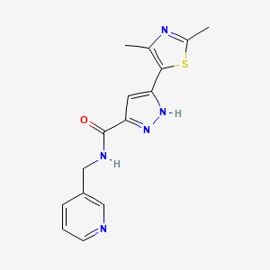 molecular formula C15H15N5OS B2436048 3-(2,4-dimethyl-1,3-thiazol-5-yl)-N-(pyridin-3-ylmethyl)-1H-pyrazole-5-carboxamide CAS No. 1187634-30-5