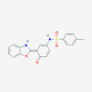 molecular formula C20H16N2O4S B243606 N-[(3Z)-3-(3H-1,3-benzoxazol-2-ylidene)-4-oxocyclohexa-1,5-dien-1-yl]-4-methylbenzenesulfonamide 