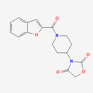 molecular formula C17H16N2O5 B2436061 3-(1-(苯并呋喃-2-羰基)哌啶-4-基)恶唑烷-2,4-二酮 CAS No. 2034361-53-8